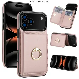 Wallet Leather With Card Holder Kickstand Ring Magnetic Clasp For iPhone 17 16 15 14 13 12 11 Pro Max RFID Stand Bag Pocket Protective Case Cellphone Accessories Cover