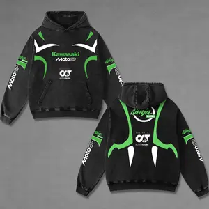 Retro Kawasaki Ninja H2 Racing Washed Hoodie Vintage Motorcycle, Motor GP Of The Americas Sportbike Graphic Merch, Acid Washed Streetwear Clothing, Unisex Dirt Bike Racing Hoodie, Vintage Motorsport Hoodie, Speed Culture Men's Wear, Designed for Biker