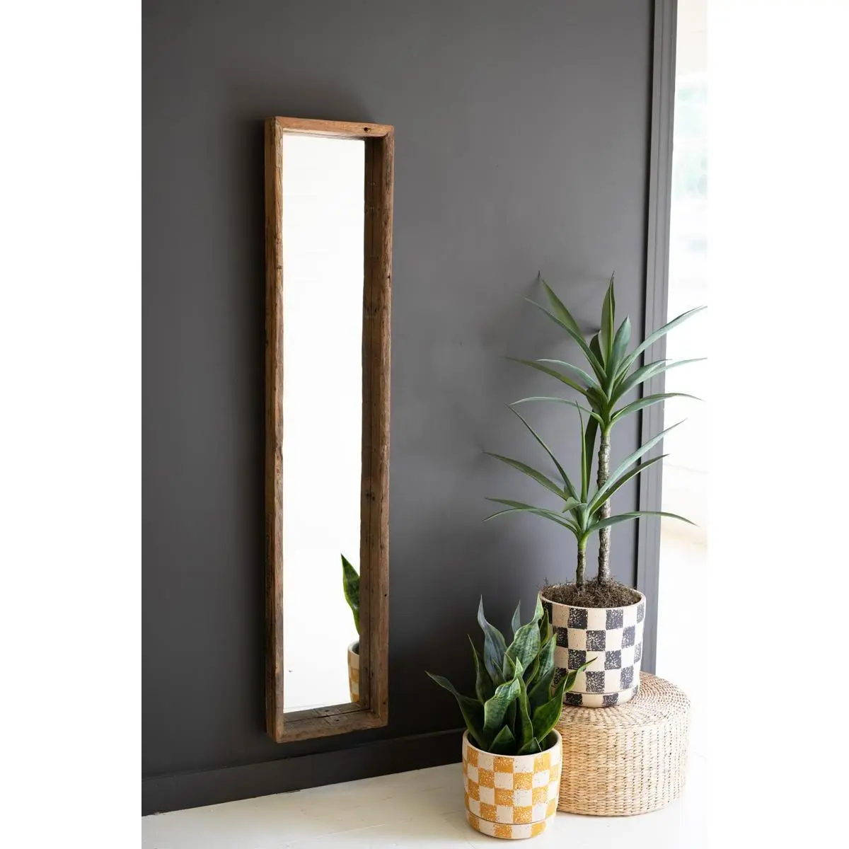 Recycled Wood Shadow Box Framed Mirror