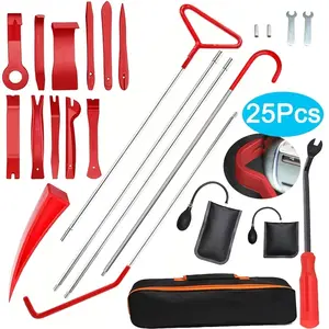 Car door tool kit, car window door opening fixing clip tool, car door maintenance manual tool with long-distance grasping tool and portable bag, wedge pump locksmith thickening kit