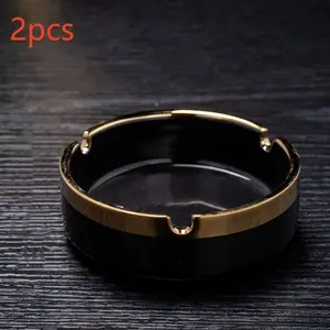 2 Piece Ceramic Ashtray Set, Durable, Modern Minimalist Design, Luxury Home Decor, Tech Style, Ideal for Everyday Use