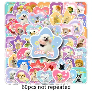 [24h to ship] 50 pieces  cute animal sticker, Y2K Dopamine sticker, Laser Creative Art graffiti sticker,phone case sticker Art Millennial style DIY hand account Guka computer sticker decoration waterproof