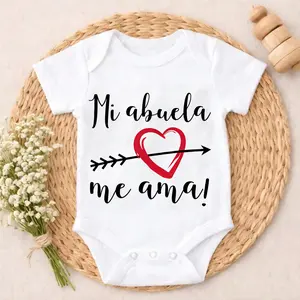 Cotton Baby Bodysuit My Grandma Loves Me Heart Print 100% Pure Cotton Non-Irritating Snap Closure Breathable Stretchy Perfect For Gifting & Everyday