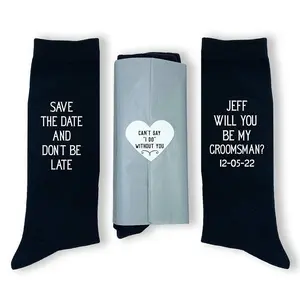 Personalized Groomsmen Proposal Socks with Wedding Date