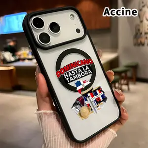Dominican Rhythm Echo Pattern Magnetic Phone Case for iPhone 17 16  Pro Max Plus 15 14 13 12 11 Air E Non-Yellowing Clear Crystal Drop-proof Slim Silicone Shockproof Transparent Acrylic Cover Supports Wireless Charging