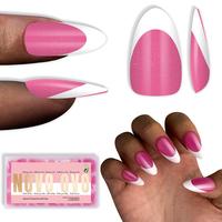 Medium Almond White French Tip ROSE PINK