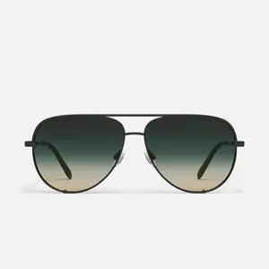 QUAY - HIGH KEY EXTRA LARGE Aviator Sunglasses with Standard Metal Arms & Adjustable Silicone Nose Pads