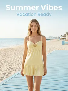 Summer Halter Dress, Sexy Ruffle Mini Skirt, Style Vacation Dress, Trendy Short Dress for Women, Casual Wear, Perfect for Summer,Summer Vacation Mini,Ruched Sunburst Dress,Aesthetic French Chic,Dopamine Yellow Dress,Backless Ruffle Sundress, Ruffled