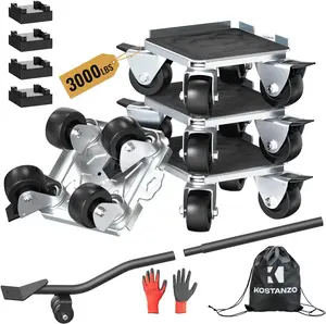 Furniture Moving Dolly with Reinforced Steel Panel Heavy Duty,360°Swivel & Top Brake Furniture Movers with Wheels,Furniture Lifter Set of 4 up to 3000 LBS for Appliances,Sofa,Fridge,Washing Machine