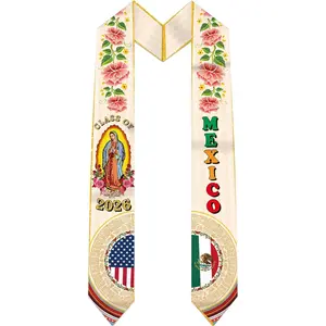 Graduation Stole Class of 2026, Our Lady of Mexico 2026 Graduation Ribbon with Tassels for High School