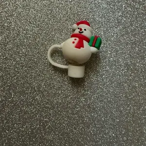 Snowman with Gift  Straw Cover