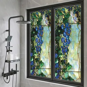 Privacy Glass Sticker, 1 Count Colorful Pattern Static Cling Frosted Glass Sticker, Privacy Protection Window Film for Home & Office, Decor, Decoration Sticker