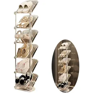 Tumecos 6-Tier Plastic Detachable Shoe Rack,Vertical Shoe Storage Organizer Holder,Free Standing Shoe Racks,Stackable Storage Shoe Cabinet,Narrow Shoe Shelf for Entryway or Bedroom,Space Saving