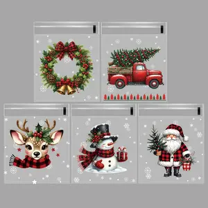 Christmas Theme Transparent Sealed Bags, 10x10 Cm Reusable Cookie Bags, Easy Packaging, 200 Pieces, for Cookies, Candy, Products