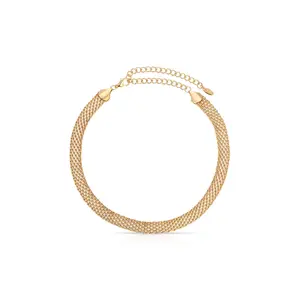 Ettika Elegant 18k Gold Plated Mesh Link Necklace with Adjustable Length 15" Chain + 5" Extender Trendy Fashion Jewelry for Women Gold Statement Chain