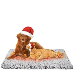 1pc Self Warming Cat Bed, Heated Dog Bed, 2.0 Upgraded Dual-Layer Thermal Foil Heating Pad, Plush Self-Heating Pet Mat for Crate, Floor, with Removable Washable Cover, Non-Slip