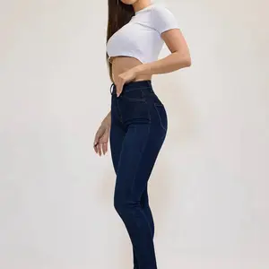 Vibrant Jeans - High-Waisted, Dark Blue, Comfortable Fit, Perfect for Everyday Wear Denim Basic