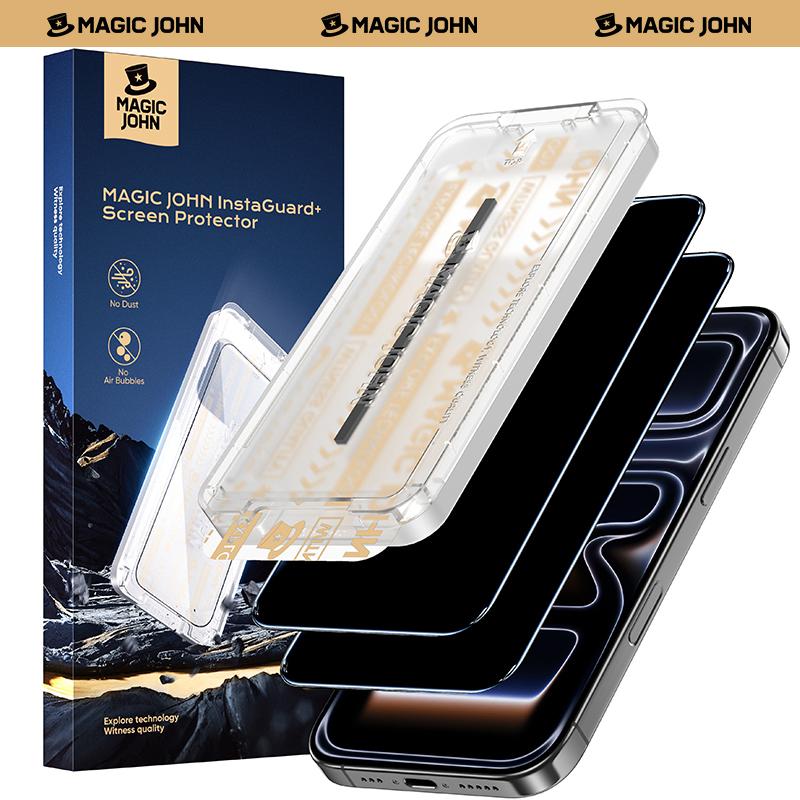 New MAGIC JOHN Premium Upgraded Privacy Screen Protector Dustproof Bubble-Free Design Ultra-Clear for iPhone & Samsung
