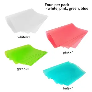 4-Piece Set (1 white + 1 pink + 1 green + 1 blue) stain-resistant fridge mats, washable fridge liners, fridge mats, drawer mats, Shelf Liners Coasters, household kitchen gadget accessories, suitable for refrigerators, dining tables, drawers, cabinets
