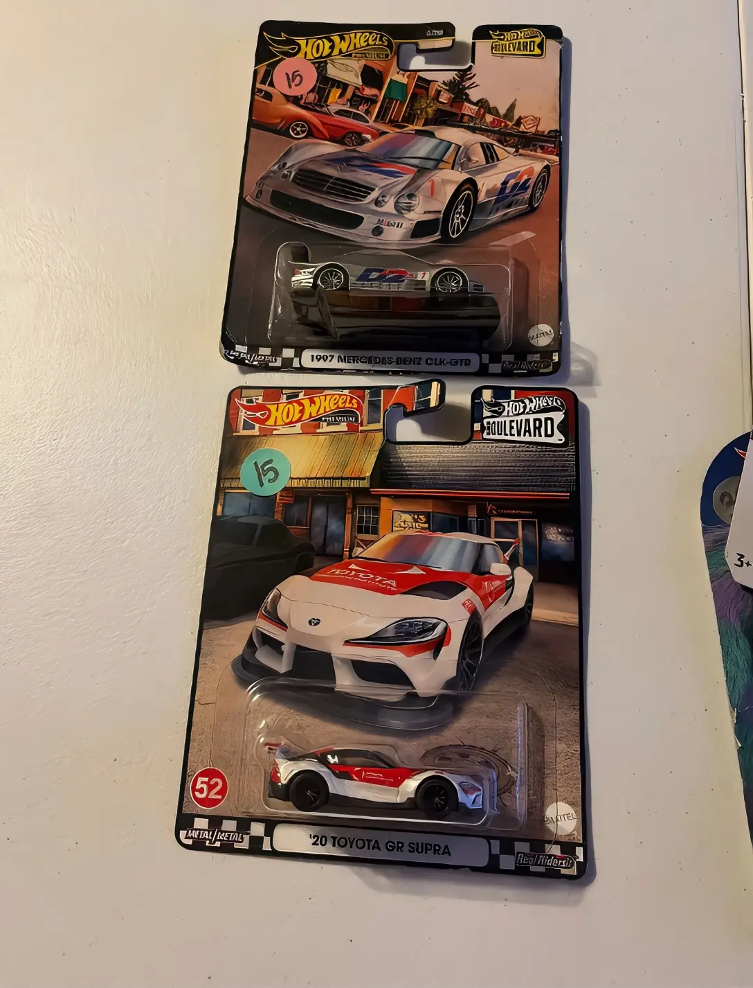 Hot Wheels Diecast Toy Model Cars - 1:64 Scale New Automotive Collectibles: 1997 Mercedes-Benz CLK-GTR & 2020 Toyota GR Supra in Original Packaging