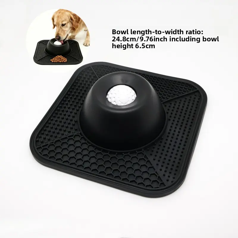 2-in-1 Silicone Thermoplastic Rubber Slow Feeding Bowl for Dogs & Cats - Suitable for Liquid/Solid Food, Reduces Bloat, Provides Stress Relief, Pet Feeding Dish, Slow Feeding Bowls