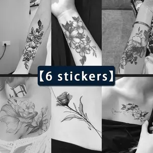 4 herbal tattoo stickers, including 4 floral element styles, last for 7-15 days, waterproof and friction-resistant, the effect is real, suitable for people who are afraid of pain and do not want to get tattoos