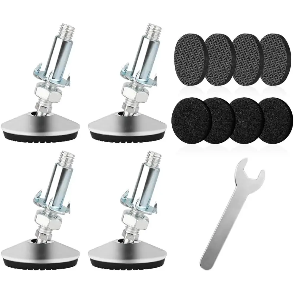 4 Set M10 Swivel Adjustable Leveling , Heavy Duty Height Adjuster Furniture Leveler Foot with T Nut, Screw on Cabinet Table Chair Self Levelers  - 2" Base Dia & 2"  Length -