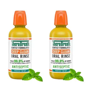 TheraBreath Deep Clean Mouthwash, Alcohol Free, Fresh Mint, 16 fl oz (2 ct) - Oral Care