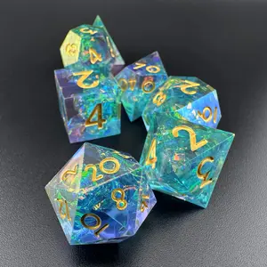 Ethereal Tide – Liquid Core Polyhedral DnD Dice Set (7pcs) for Dungeons & Dragons, TTRPG, Tabletop, MTG | Ideal Gift for DnD Players