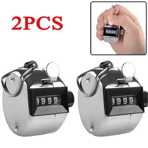 2Pcs Metal Hand Tally Counter 4 Digit Dual Clicker Golf Score Counter