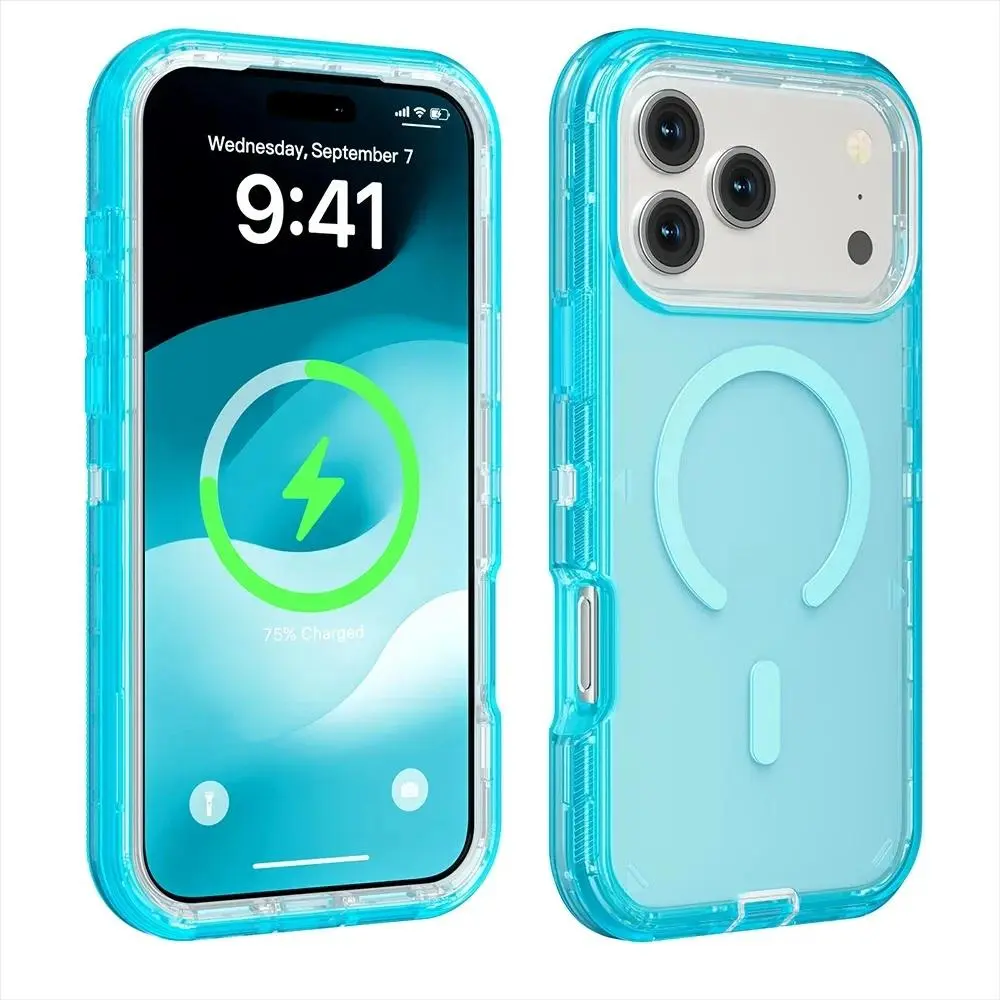 Heavy 3IN1 Mechanical OTT-Box Magnetic Charge Case For IPhone 17 Pro Max Air 16 15 14 13 Plus Enhanced Anti-Drop Bumper Cover