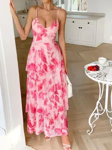 Floral Print Layered Maxi Cami Dress