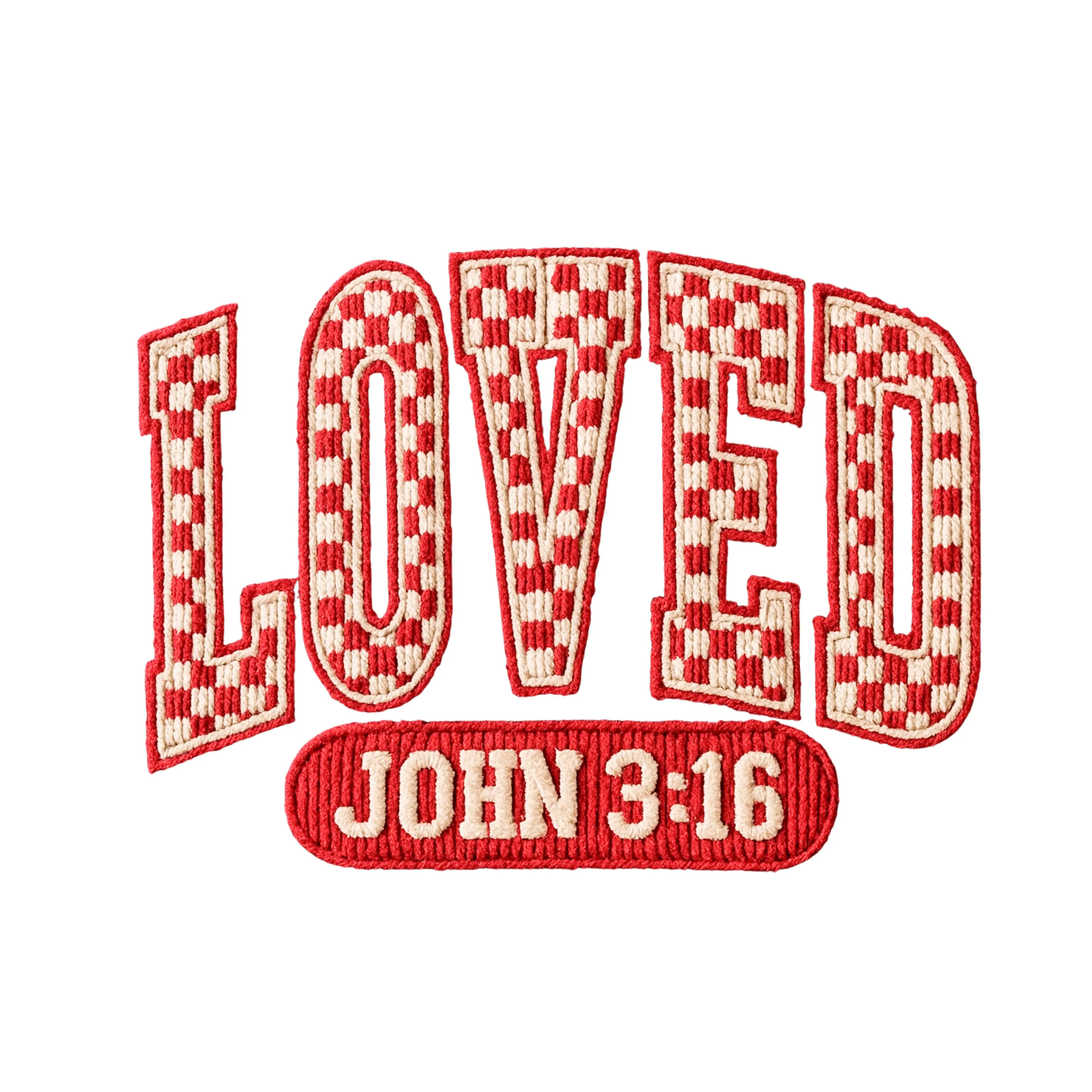 Faux Embroidered "LOVED | JOHN 3:16" DTF Transfer
