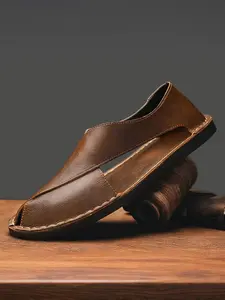 Men's Classic Open-Toe Sandals, Handmade Fashion Driving Shoes, Casual Outdoor Footwear, Comfortable Summer Footwear for Men