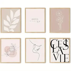 6pcs Frameless, Vanilla  Room Decor, Clean  Aesthetic Wall Art, Boho Beige Posters for Bedroom, Minimalist Cream Prints, Abstract Brown Pictures