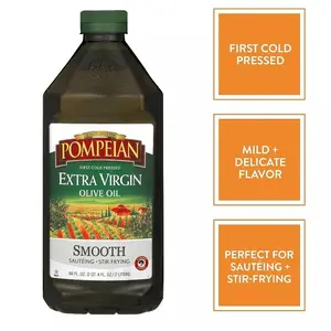 Pompeian Smooth Extra Virgin Olive Oil, First Cold Pressed, Mild and Delicate Flavor, Perfect for Sauteing & Stir-Frying, 68 Fl Oz