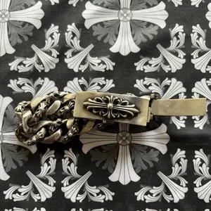 Gothic Silver designer style cross pendant bracelet