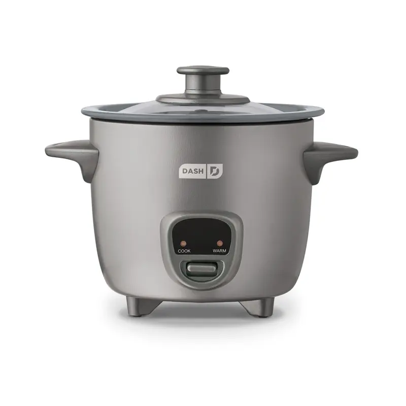 DASH Mini Rice & Grain Cooker - 2-Cup Countertop Cooker with Small Footprint, 200W Quick Heat, Keep-Warm Button, Dinner Prep Capability, Oatmeal Cooking, 1-Year Manufacturer Support for Single Users in Apartments, Dorms