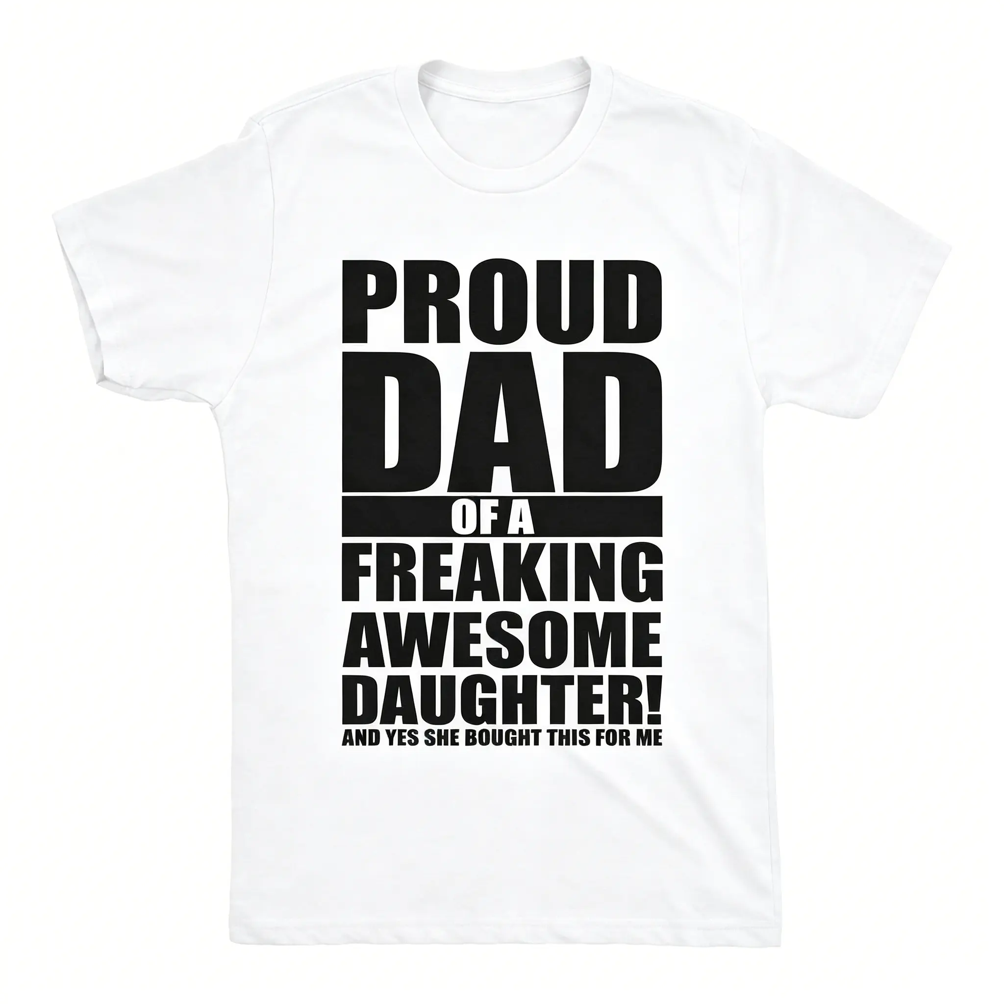 Mens Proud Dad Of A Freaking Awesome Daughter T shirt Funny Fathers Day Tee Mens Funny T Shirts Cool Vintage Fashion T-Shirt Gift Classic Menswear Dad Joke Apparel for Men Funny Daughter Short Sleeve Novelty Light Grey