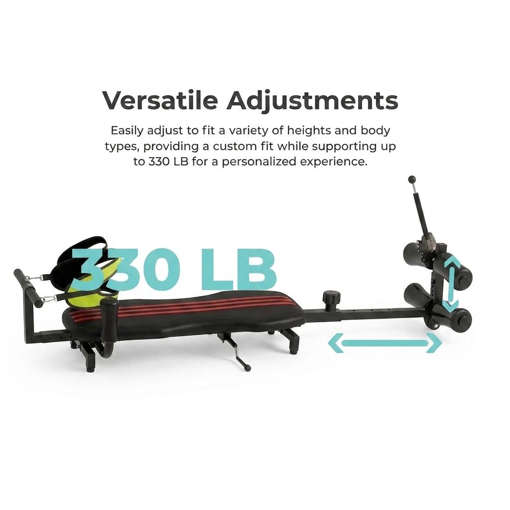 UMAY Adjustable Lumbar Stretching Chair Full Body Multi-Angle Stretch Machine (330 lb weight capacity) — Heavy-duty full-body stretching  equipment featuring multi-angle adjustment and a cushioned seat, suitable for home fitness and daily stretching.