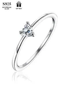 S925 Sterling Silver Heart Shaped Artificial Zircon Inlaid Ring, Fashion Jewelry for Party, Daily Clothing Decor, Trendy All-match & Exquisite Jewelry for Gift