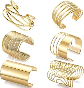6 count Cuff Bangle Bracelet for Women Open Wide Wire Bracelets  Wrist Cuff Wrap Bracelet