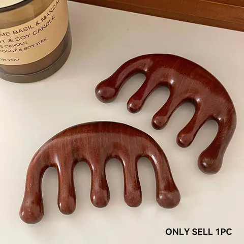 Natural Sandalwood Wide Tooth Comb, 1 Count Multifunctional Hairdressing Comb for Head Meridian Massage, Gua Sha, and Detangling, Head Massagers, Beauty Massagers, Christmas Gift, Body Care Tool