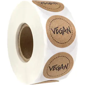 Brown  Vegan Stickers/Small 1" Circle Labels/ Design with Modern Aesthetic / 500  Stickers/ The