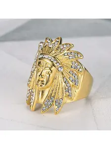 Fashion trend new hip-hop HIPHOP ring inlaid with imitation diamond chief men's ring Statement Rings