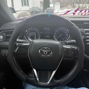 SUPEREVER Carbon Fiber Microfiber PU Leather Elastic Steering Wheel Covers with Anti-Slip Lining, Durable and Protective Design,Perfect Fit