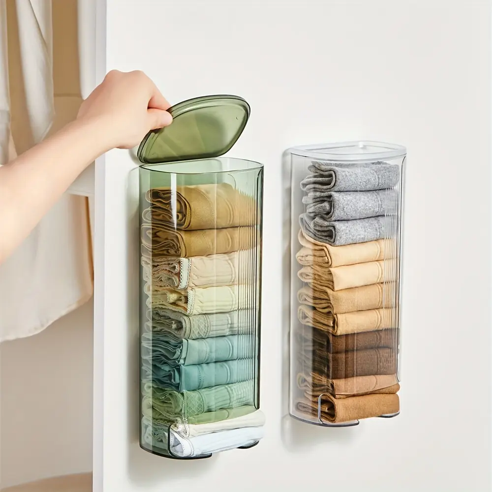 Wall-mounted cabinet storage box, suitable for bras, socks, and undergarments - transparent plastic hanging storage box with multiple compartments for organizing, storing, and keeping things in the closet.