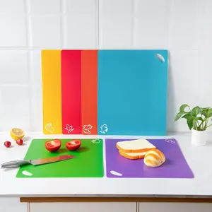 Food Grade Cutting Board Set, Non-Slip Flexible Kitchen Chopping Boards, Portable Thin Storage-Friendly Design, Ideal for Home Cooking