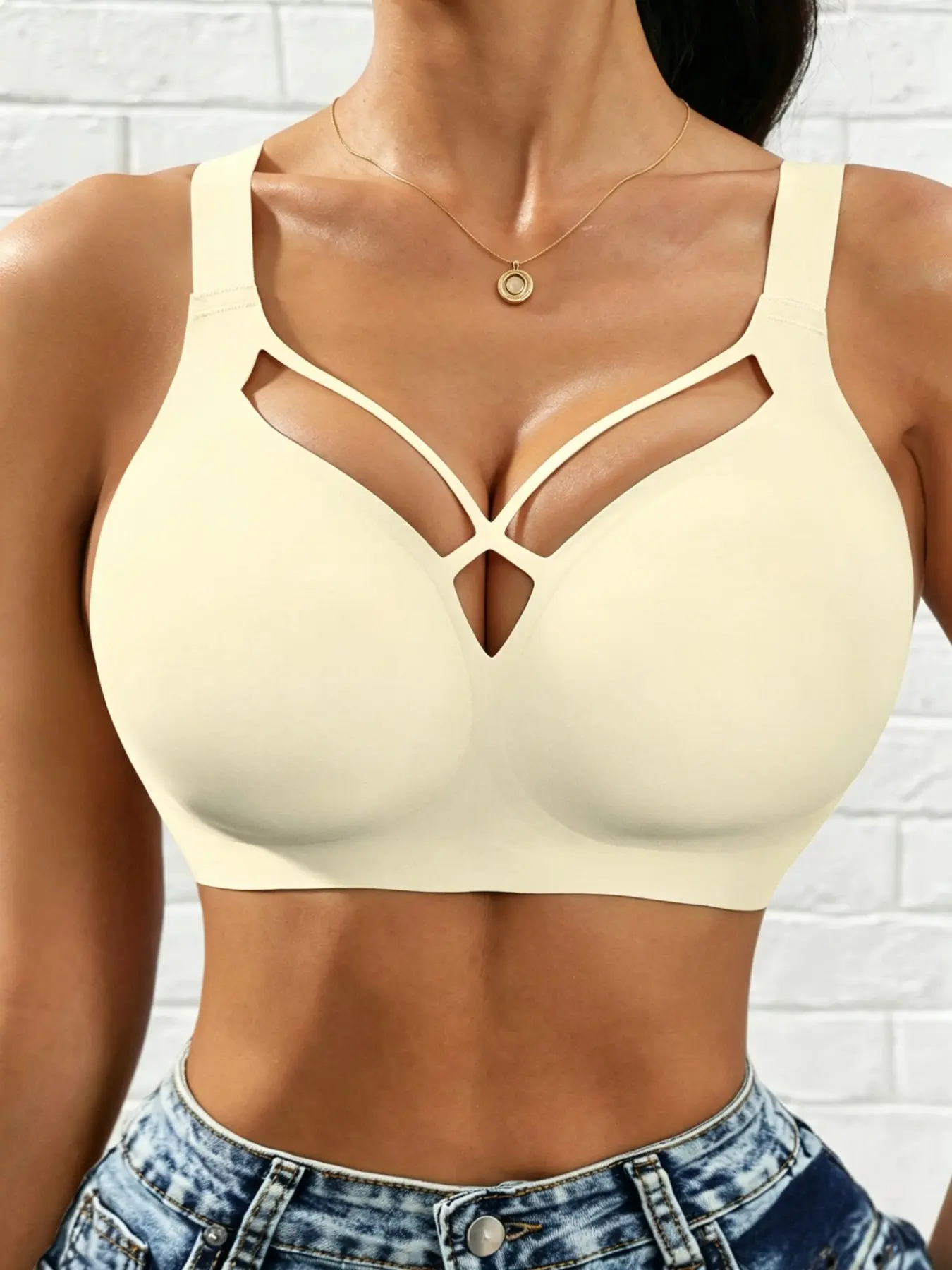 Sexy Cross-Bustier Elastic Bra, Breathable Comfortable Casual Fashion Sponge Removable Bra, Soft Smooth Fit Underwear, Hand Washable Solid Color, Detachable Breast Bra, Breathable Comfy Bra