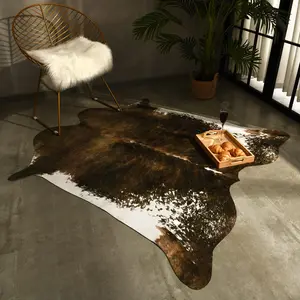 【Deals for You Days】Faux Cowhide Rug Cow Print Carpet Faux Fur Animal Hide Rug Large Area Rug Western Style Rug for Living Room Bedroom Durable Non Slip